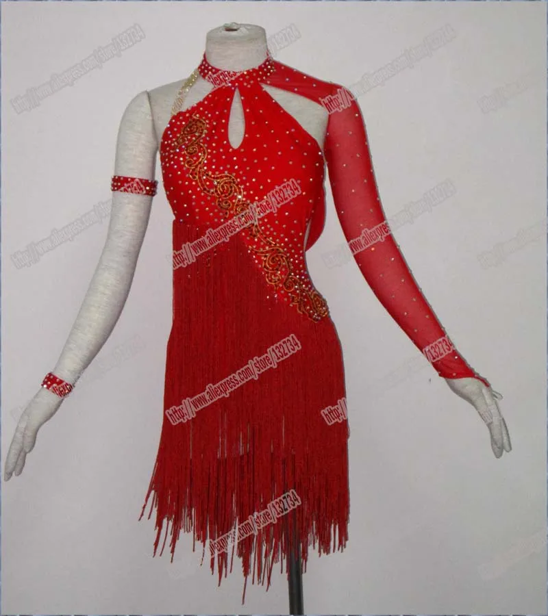 

Top sales latin dance dress,ballroom dress,dance wear,DMC stones fringe latin dress LD-0005