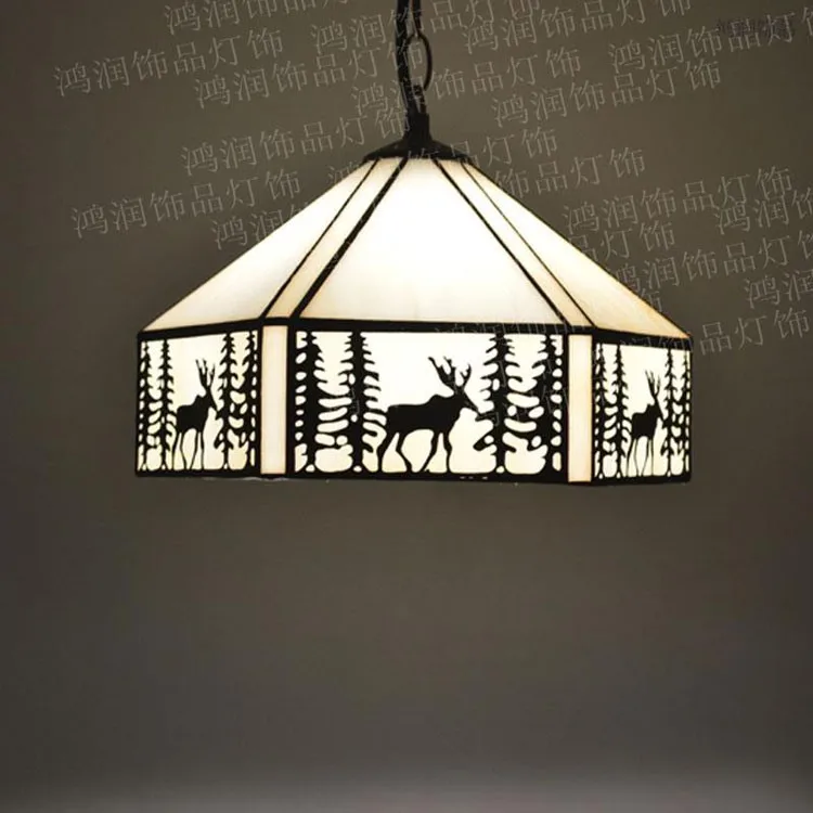 

Tiffany Pendant Light Elk Pattern European Style Stained Glass Dining Living Room Lamparas Lustre E27 110-240V