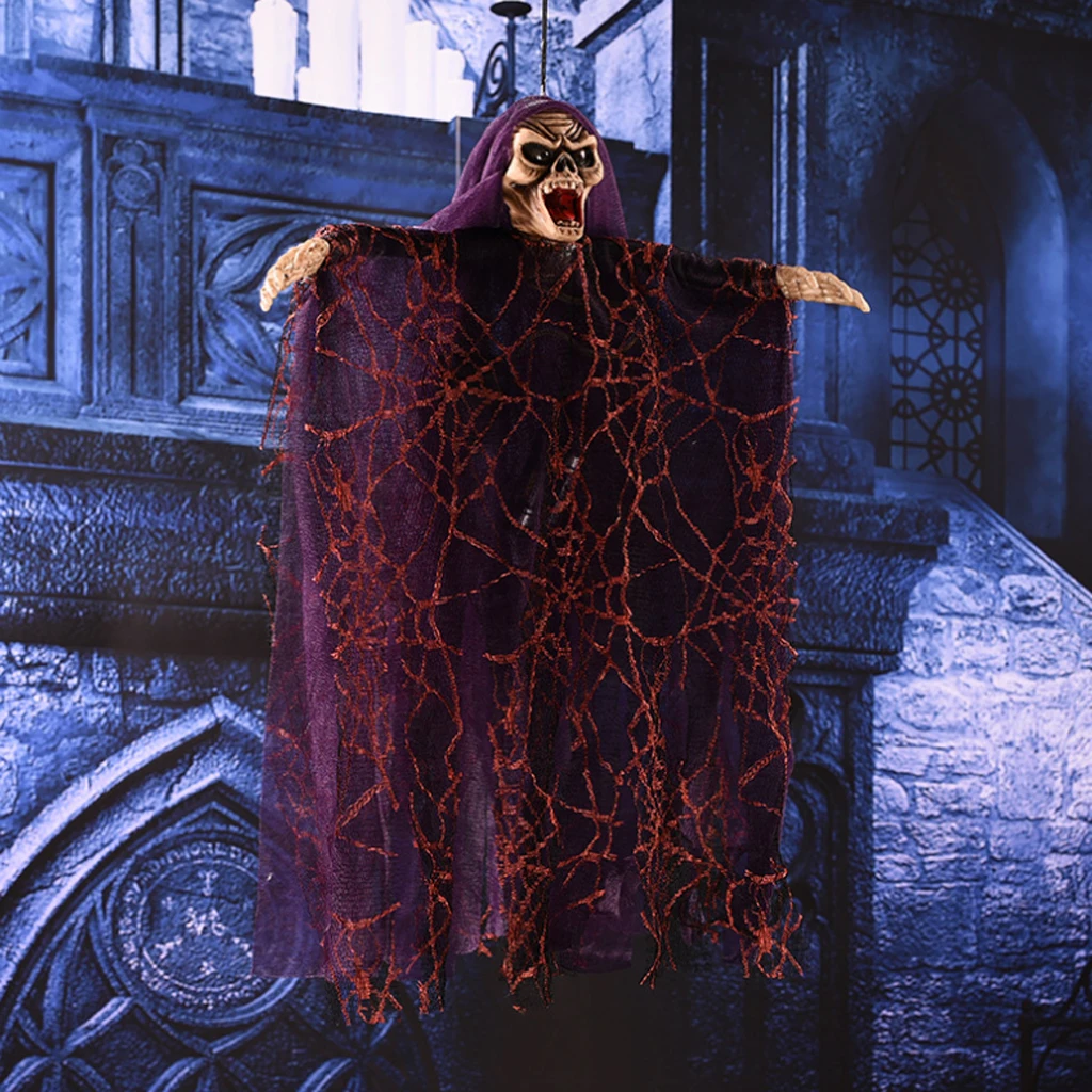 Scary Voice Control Hanging Ghost Witch Animated Halloween Party Indoor Outdoor Decor Haunted House Props