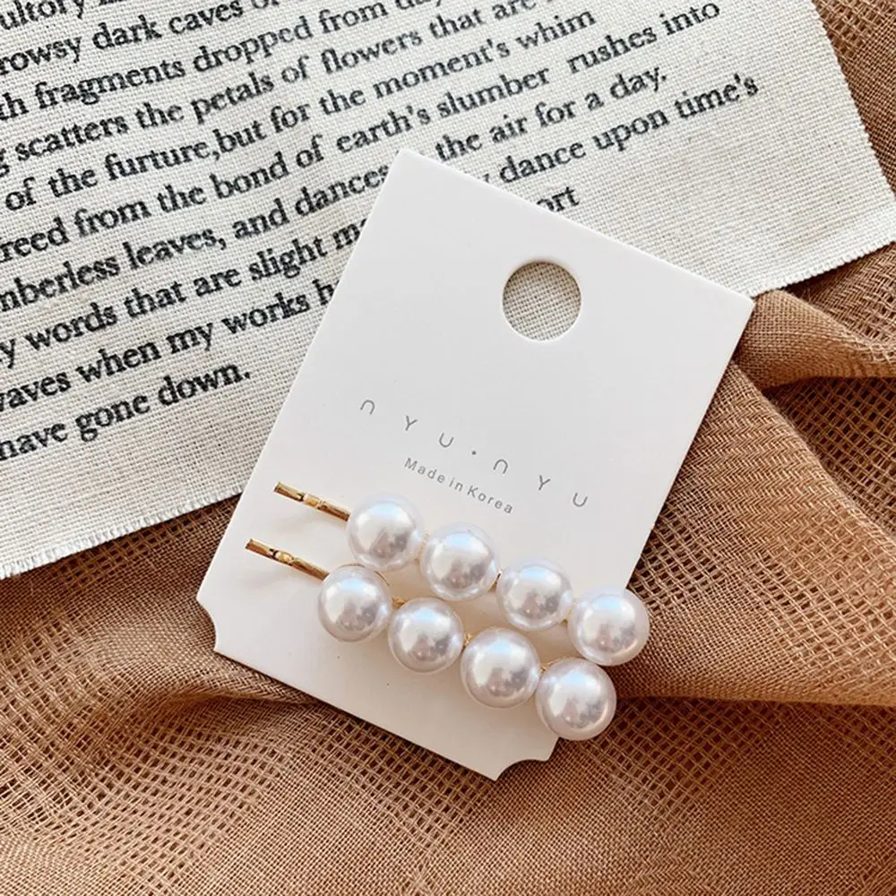 1PC New Fashion Women Pearl Hair Clip Snap Barrette Stick Hairpin Bobby Hairpins For Women Girls Hair Accessories Drop shipping