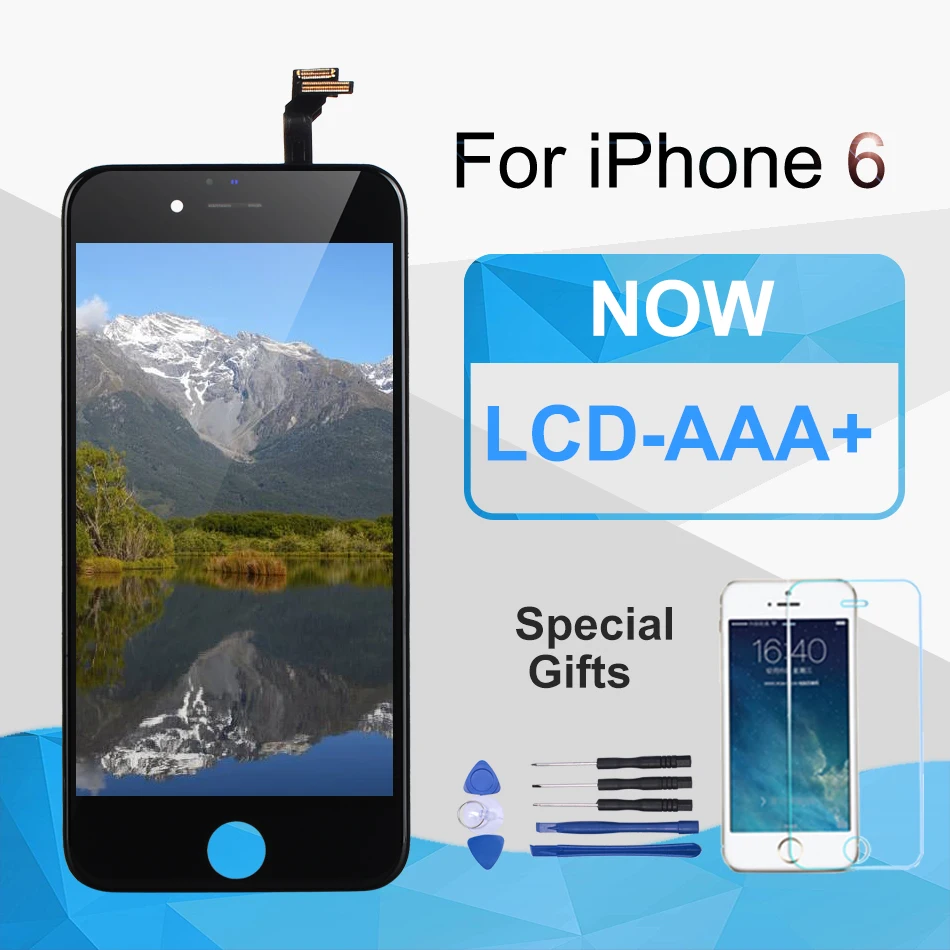 

AAA Quality LCD Screen For iPhone 6 Display Assembly Replacement with Original Digitizer Phone Parts with free Gifts black white
