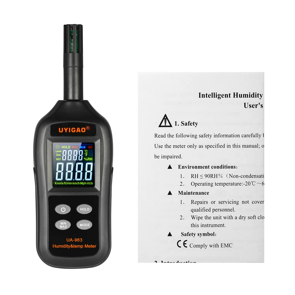 

UYIGAO Digital Thermo-Hygrometer Mini Thermometer Hygrometer Temperature and Humidity Meter Color LCD backlight weather station