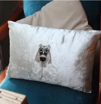 

#1137 New velvet moden diamond owl luxury cushion without filling sofa bed room wedding ornament dec wholesale