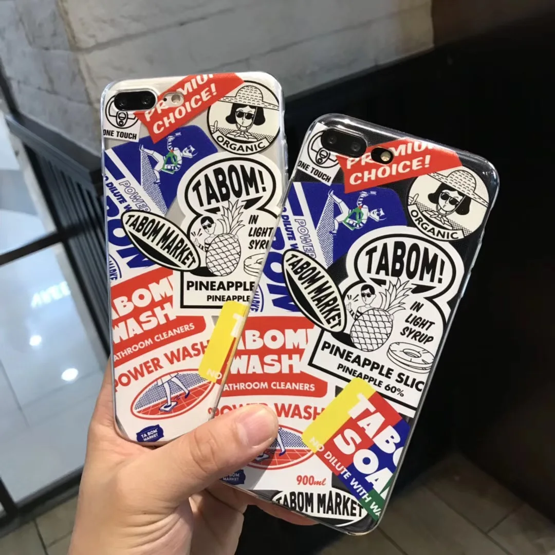 Korean Style Label Relief TPU for iPhone XS MAX XR 7 8 6