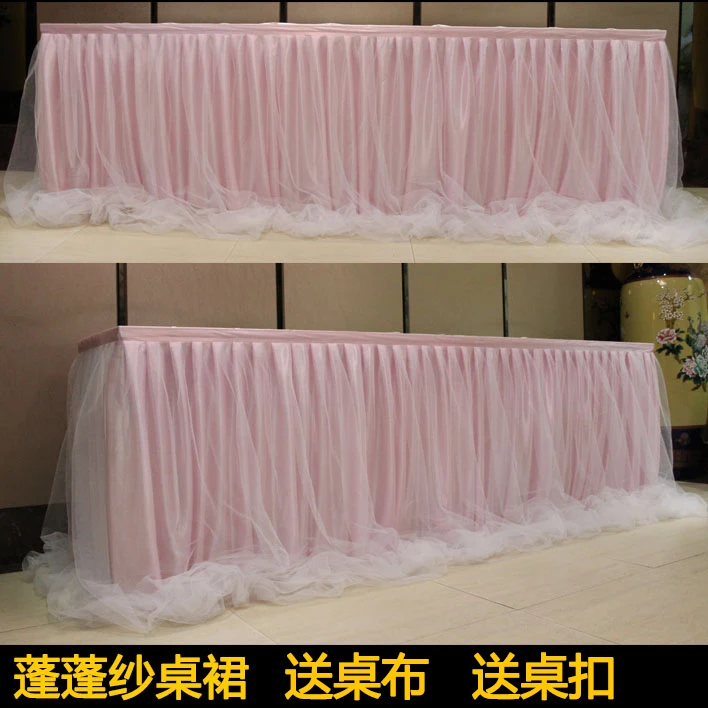 1pc 2 Layers Table Skirt Cover Tutu Tulle Table Skirt Birthday Wedding christmas Festive Party Decor Cloth Tableware