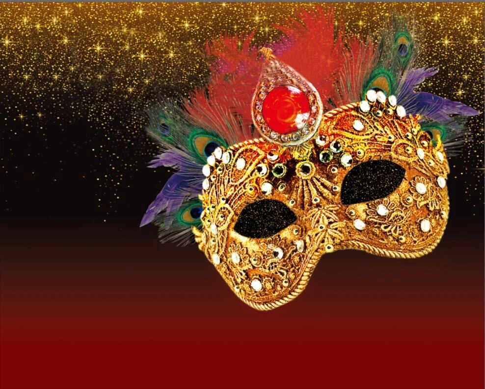 Yeele 10x8ft Venetian Mask Photography Background Glitter Sparkle Spots Masquerade Happy Carnival Feather Girls Room Decoration Photo Portrait Vinyl Studio Video Shooting Photo Backdrop