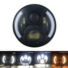 7 Projector LED Headlight White Halo Angel Eye For Harley Street Glide Road King Glide