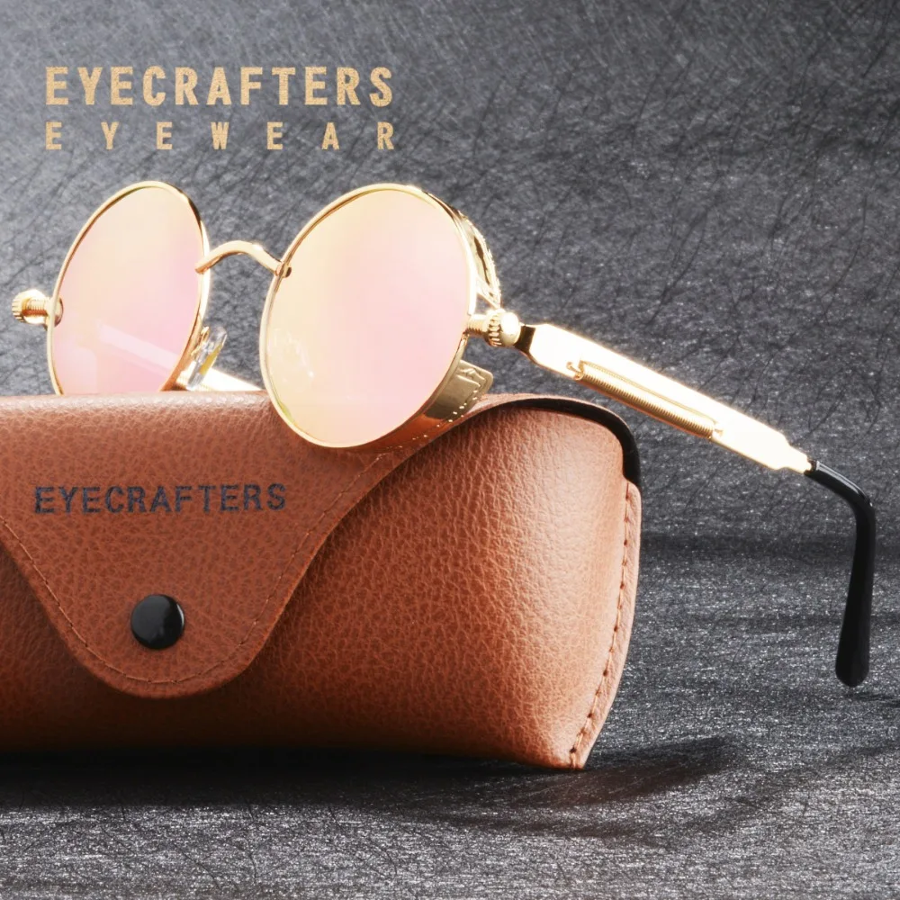 

Silver Blue Round Polarized Sunglasses Gothic Steampunk Sunglasses Mens Womens Fashion Retro Vintage Brand Designer Sunglasses