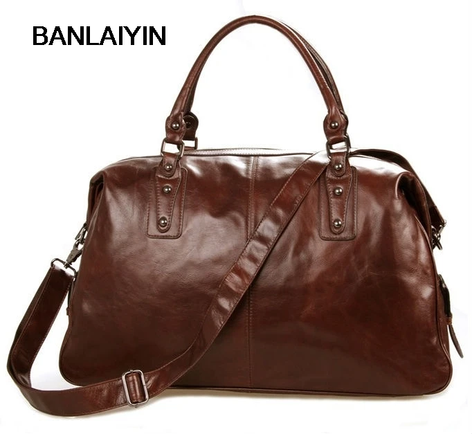 Véritable commerce en cuir vintage polochon Voyage Weekend Nuit bagages sac de gym