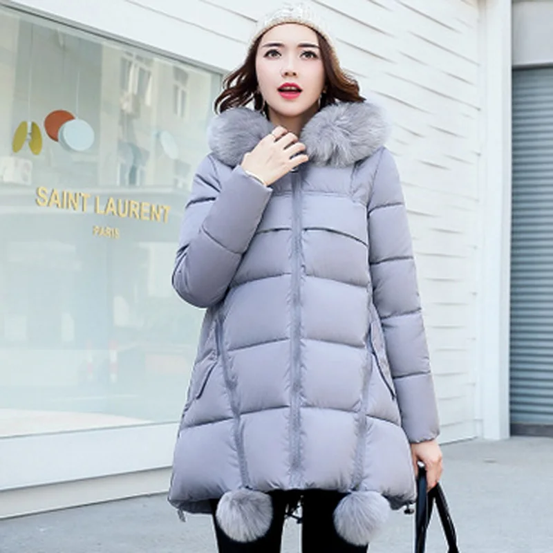 2017 зимняя куртка Для женщин модное пальто меховой воротник хлопка ватник с