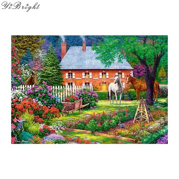 

Diy diamond embroidery forest and horse needlework cross stitch set full square diamond diamond painting landscapes