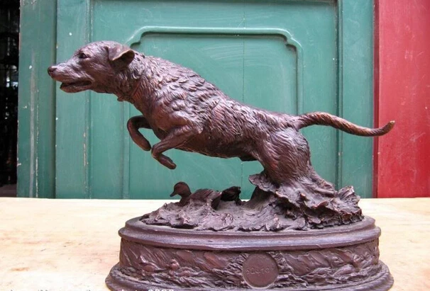 

Collectible bronze lion statue S0777 Chinese Pure Copper Bronze Feng Shui Lucky Runing Fly flee Dog wolf dog Statue B0403