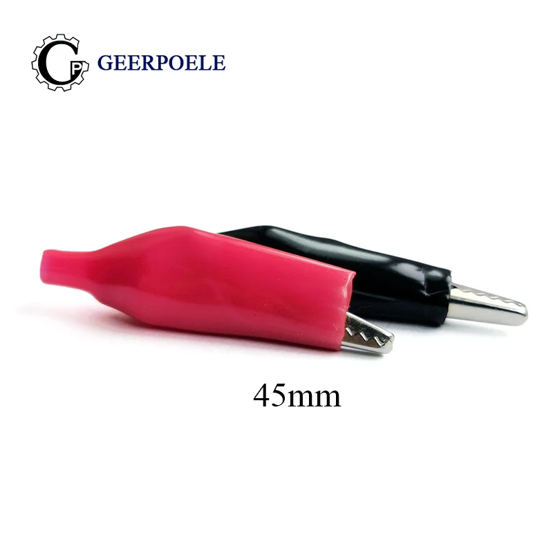 

10 pcs/lot 45 MM Metal Crocodile Clips PVC plastic Cold pressing Iron Alligator Clips Electrical Clamp for Testing Probe Meter