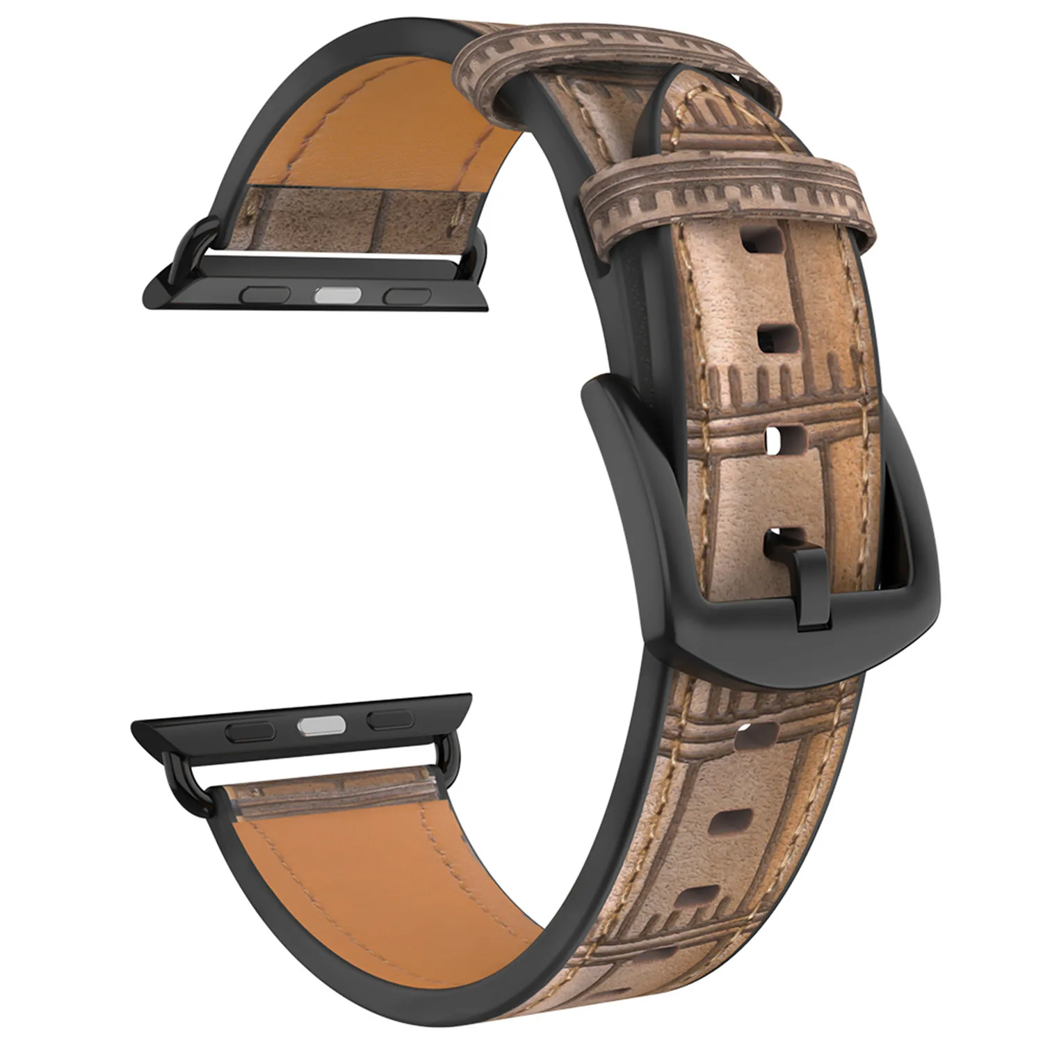 HOCO часы ремешок для Apple Watch ремешок серии 5 4 3 2 1 бамбуковый Узор Натуральная кожа браслет для iWatch 44 мм 42 мм 40 мм 38 мм - Цвет ремешка: Light Brown