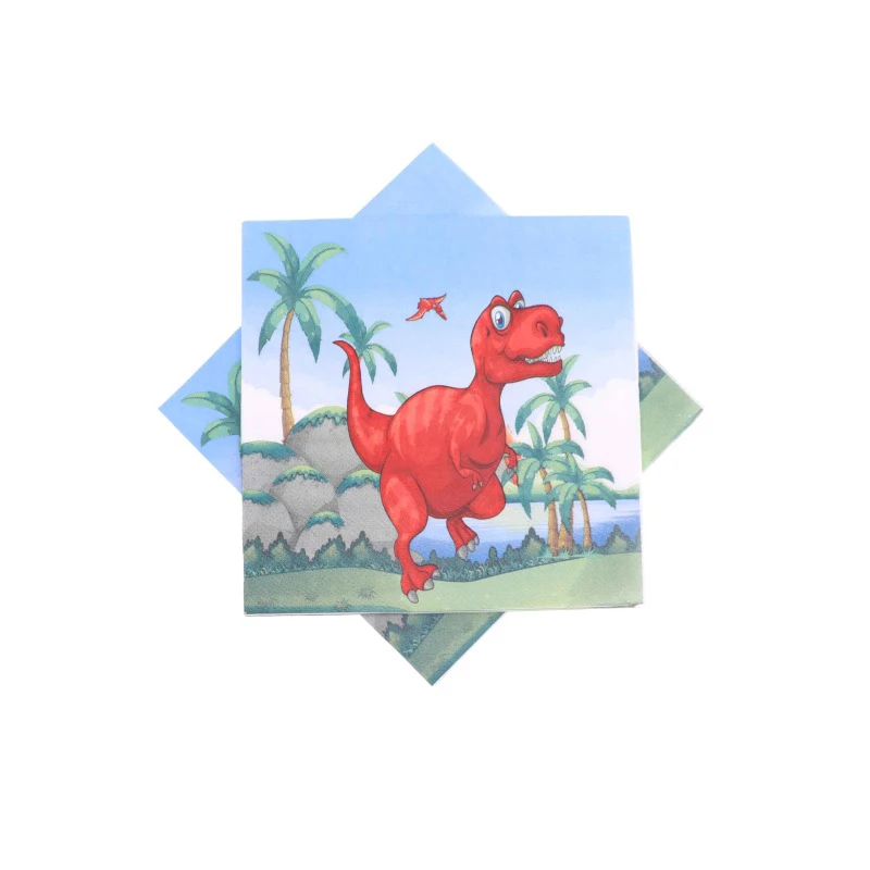 Красный динозавр тематическая чашка/тарелка/скатерть/шляпа/шары/салфетка/наборы посуды для детей с днем рождения украшения принадлежности - Цвет: Napkin 20pcs