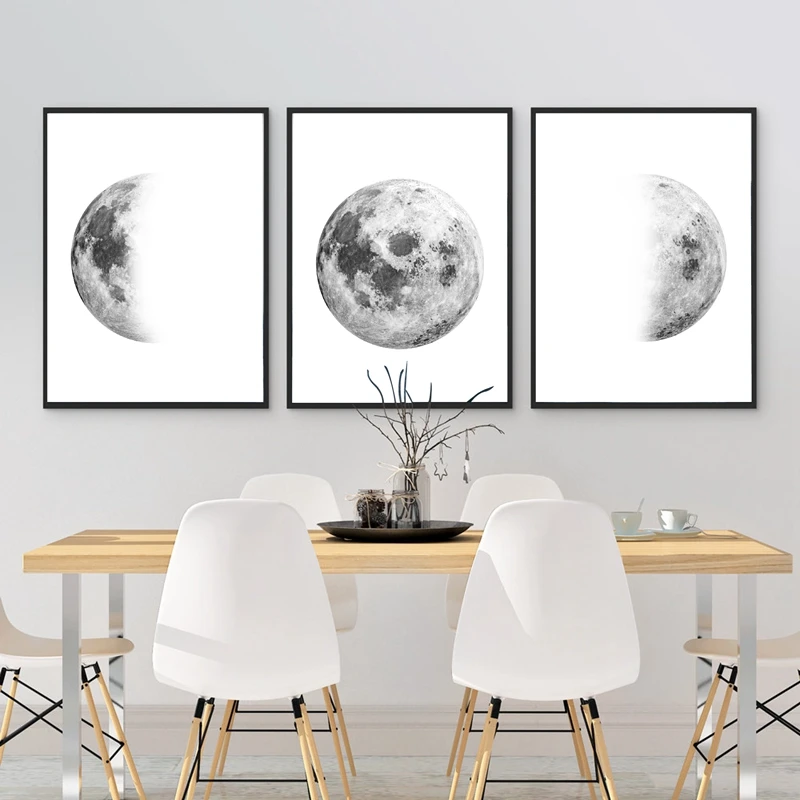 Moon Phases Wall Art Prints Living Room Decor