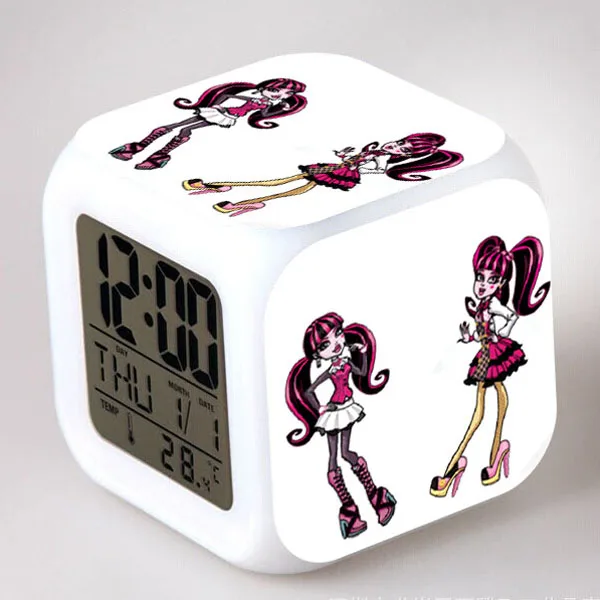 04 Monster High светодиодный Будильник цифровые часы Multi-Функция ночник смотреть 7 цветов мигает Повтор светодиодный часы Дети часы - Цвет: 04