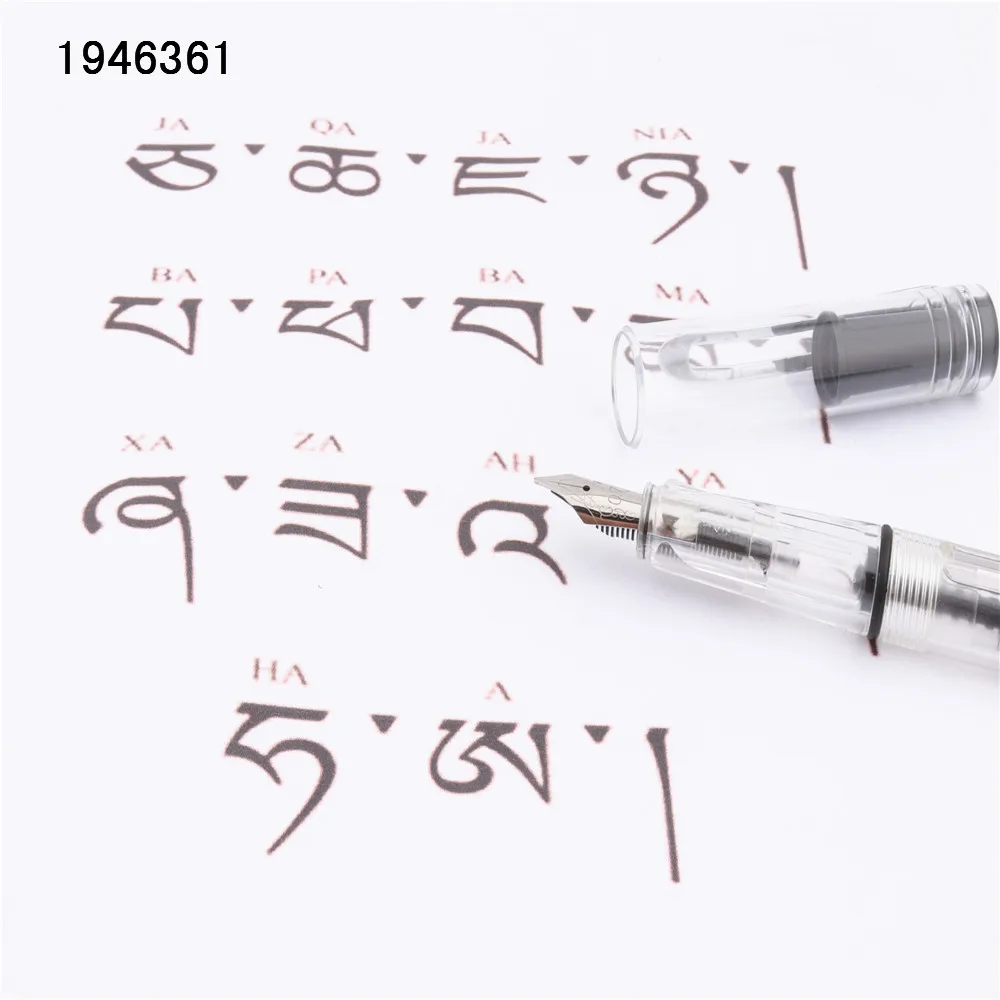 Jinhao 874 Transparent white Gothic parallel the art flower body art Flat Tip Vinyl Tibetan Arabic Student office Fountain Pen