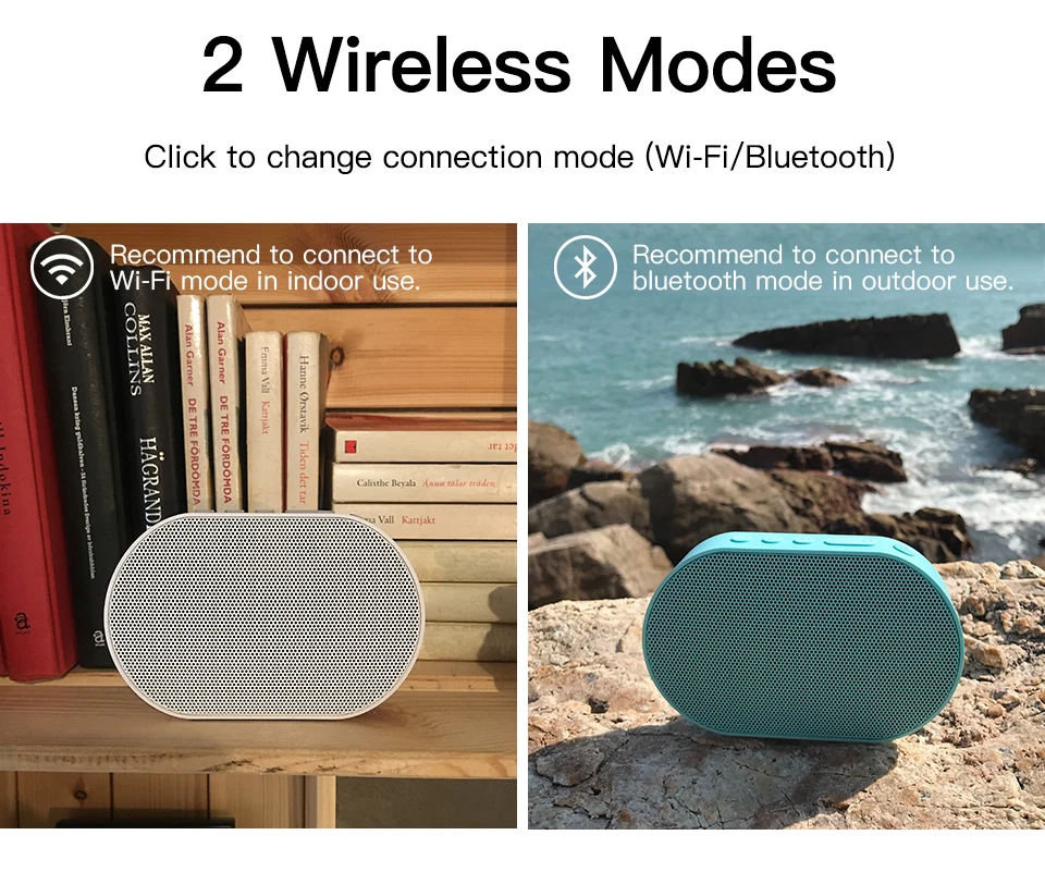 GGMM Wireless Bluetooth Smart Speaker 10W Stereo Speaker Outdoor Mini Speaker 15H Play-time Support Alexa Spotify Streaming Musi shelf speakers