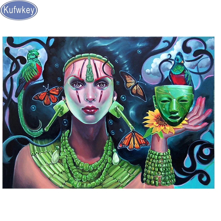 Woman And Skeleton Embroidery