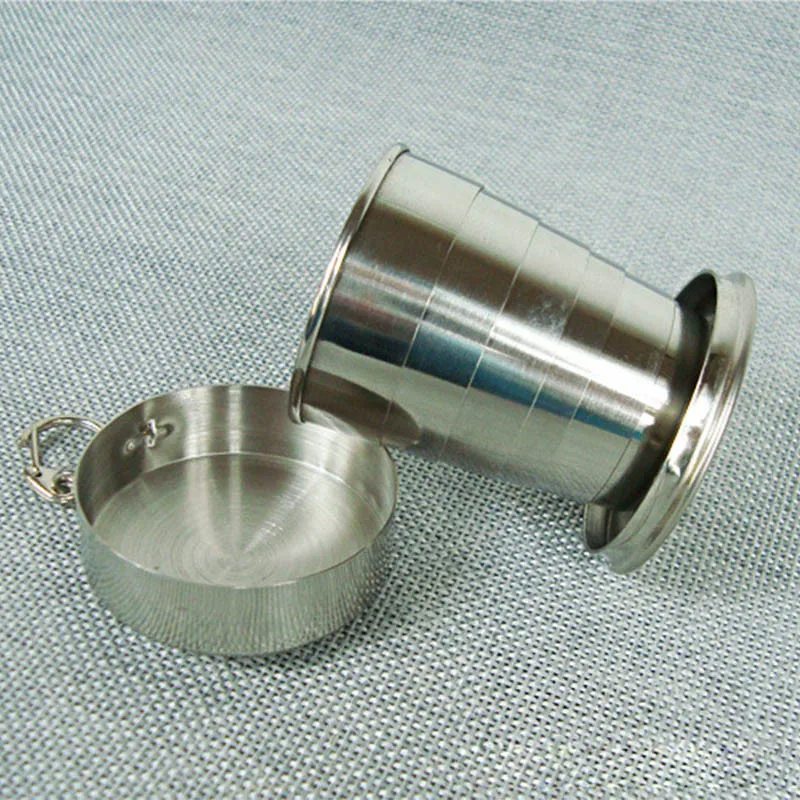 

hot sale mini small portable five layer foldable stainless steel shot cup vodka cup travelling cup tea cup 60ml