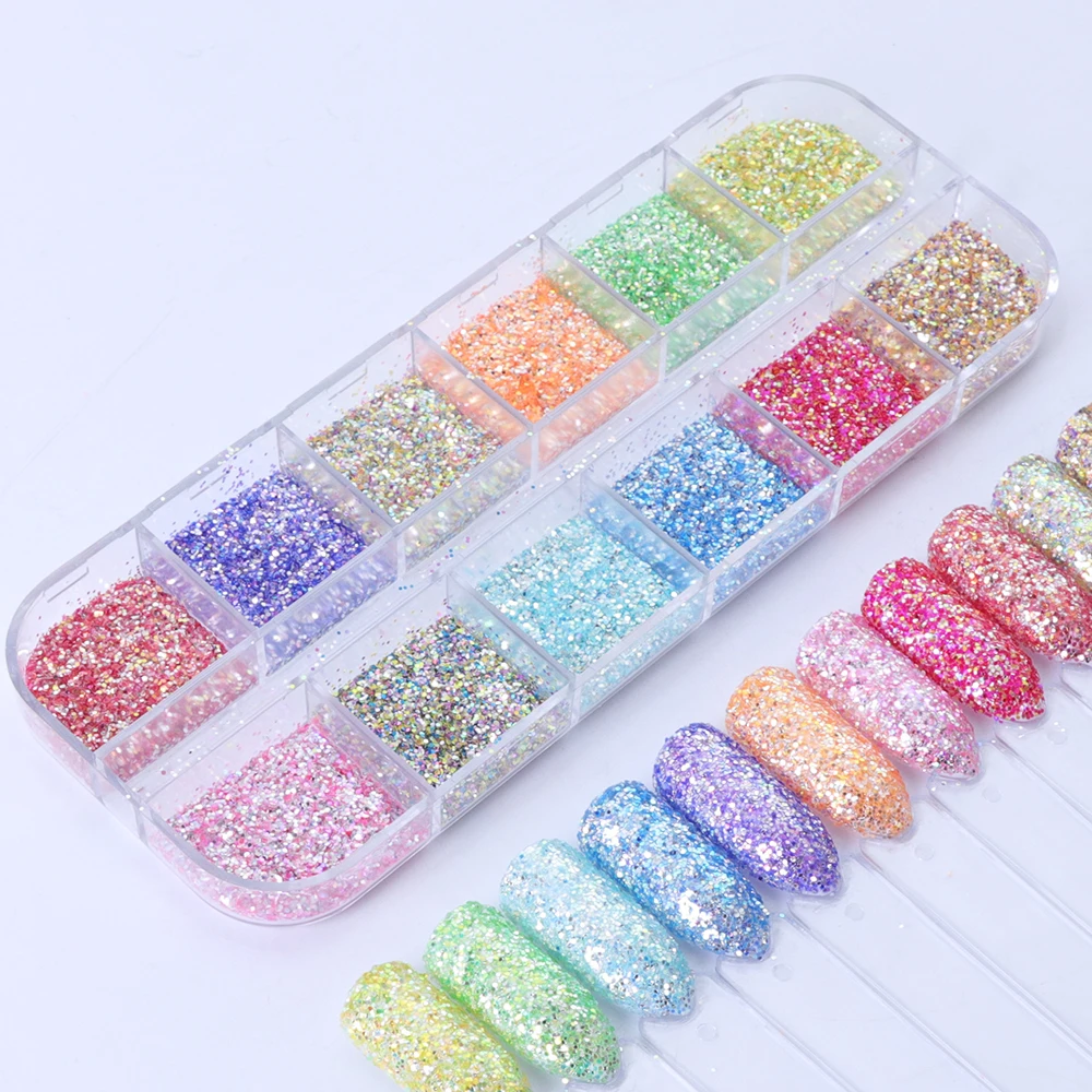 

1 Set Mermaid Nail Glitter Dust Mix Candy Color Shiny Powder For Polish Nail Art Decor Pigment Manicure SAHH