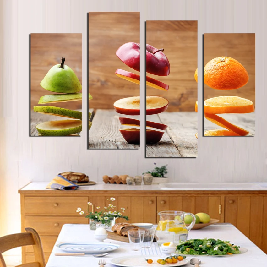 4 Piece Modern Wall Art Canvas Cuadros Oil Painting Fruits Home