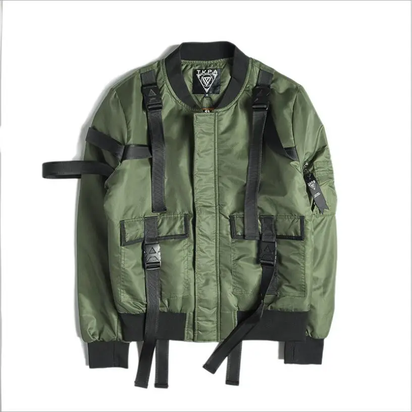 

Original popular logo high street dark belt pilot MA1 jacket rock punk casual jacket hipster