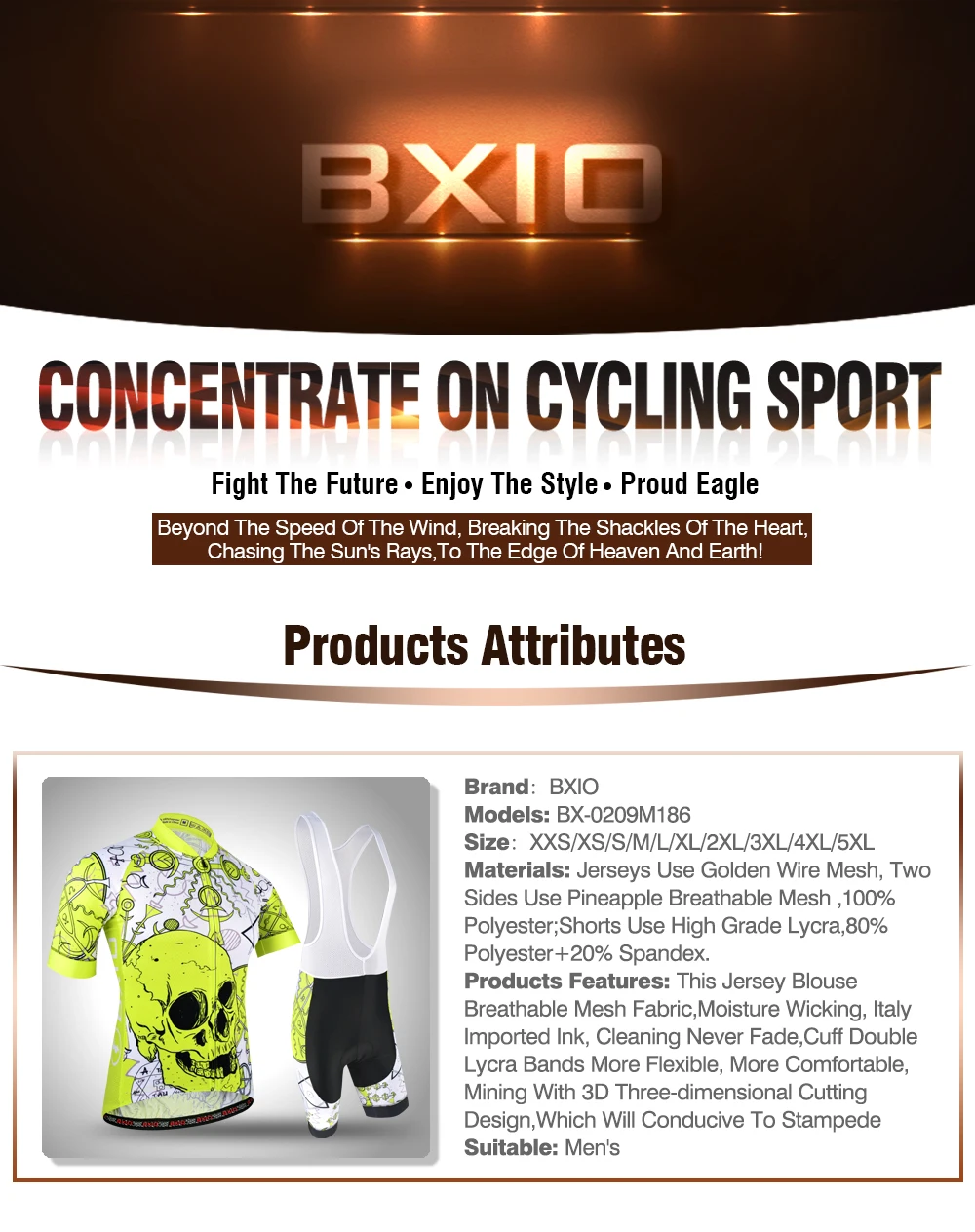 BXIO Pro Team Skull велосипедная одежда лайкра короткий рукав манжеты Roupa Ciclismo качественные кастомные гелевые прокладки велосипедная одежда BX-186