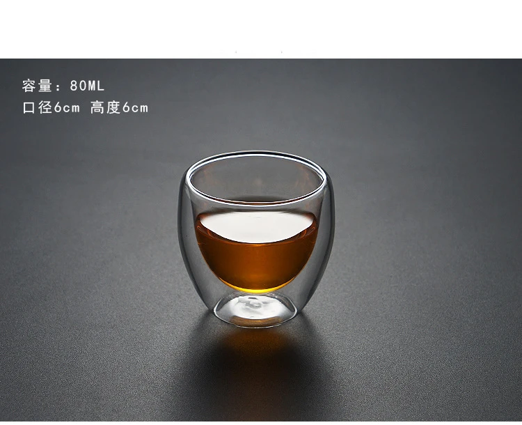 Двухслойная стеклянная чашка Термостойкое изолированное стекло для кофе, чая, воды, питьевой двойной стеной стеклянная посуда прозрачная чашка