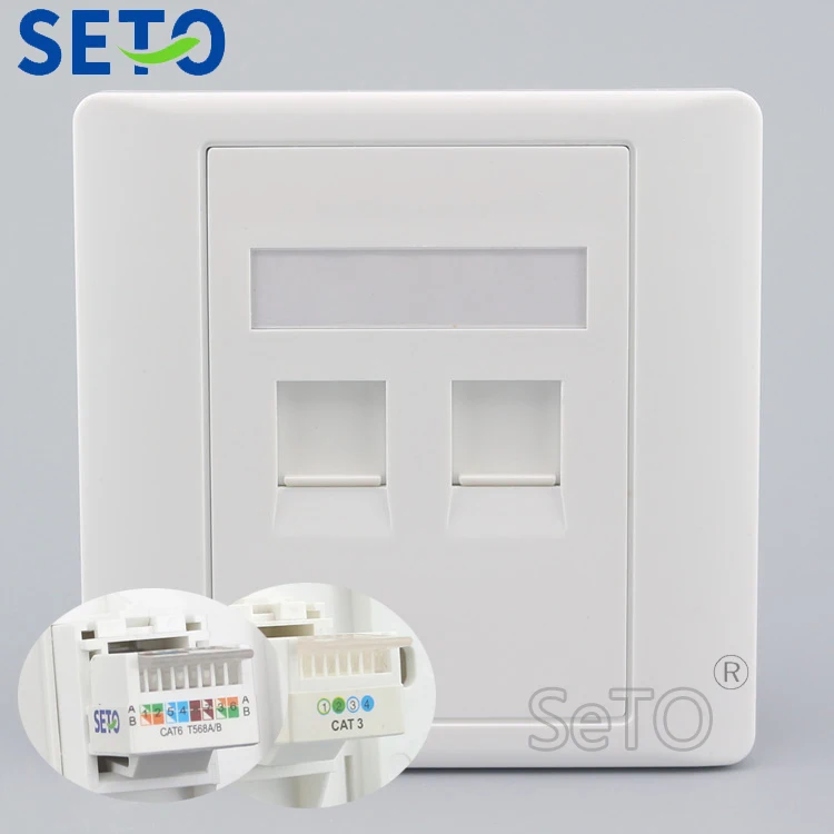 Wall Socket Dual Network LAN RJ45 Cat6 /& RJ11 Cat3 Telephone Outlet Faceplate