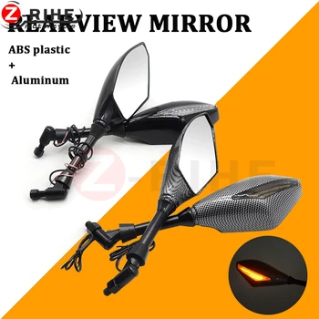 

Motorcycle Rear View Mirrors Side 8/10MM With LED Turn Signals Light Indicator For yamaha yzf r6 yzfr1 fz1 fazer/r6s XT660R 125