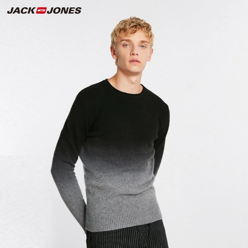 JackJones осенний мужской шерстяной градиентный пуловер Повседневный свитер Топ Мужская одежда 218424509