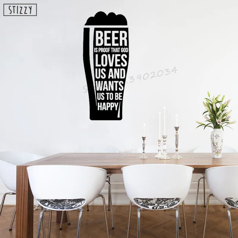 STIZZY Wall Decal Beer Alcohol Cup Adhesive Wall Sticker Kitchen Drink
