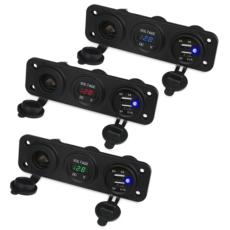 Auto Car Voltage Meter USB Motorcycle Boat 12v Dual USB Charger Car