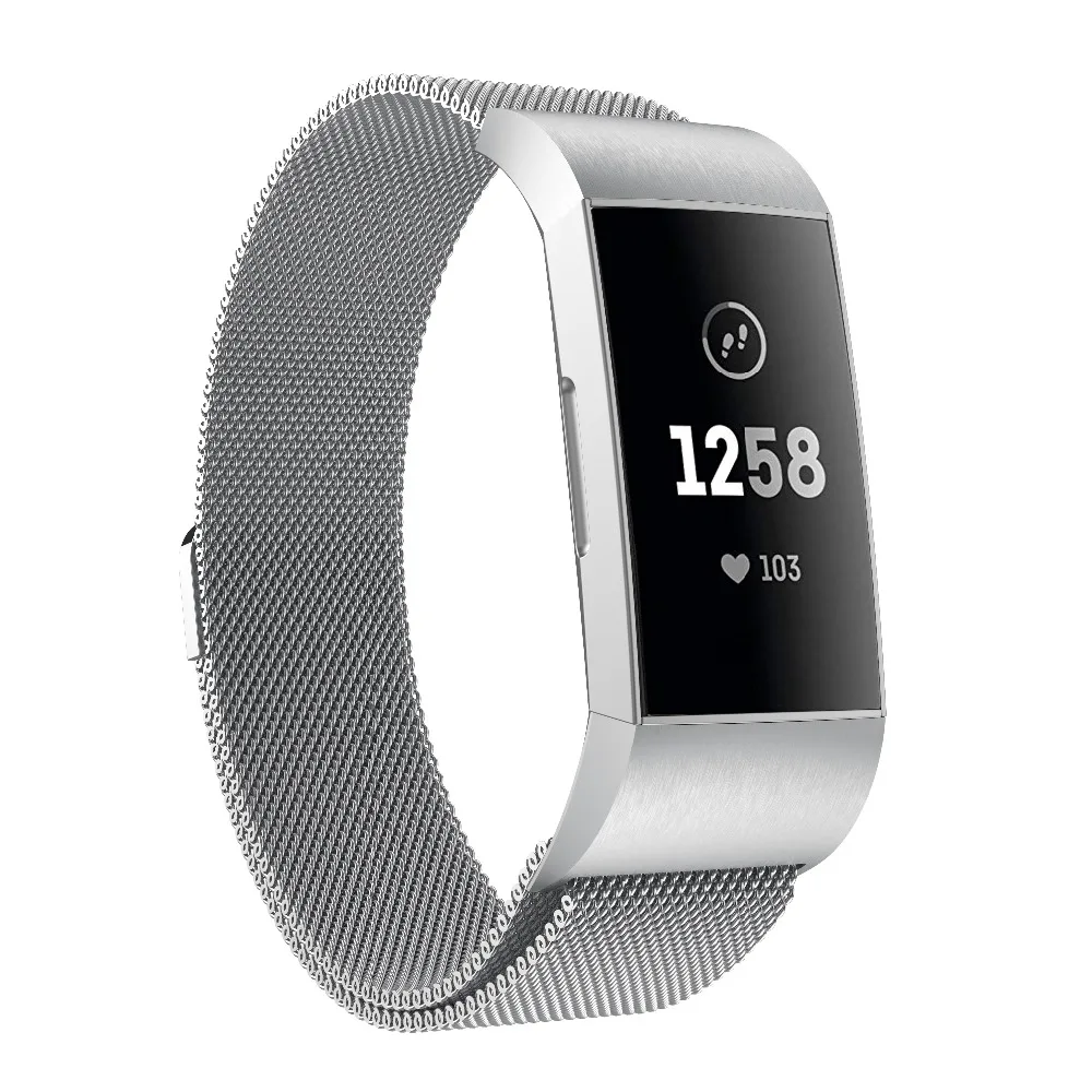 Milanese Loop группы для Fitbit заряд 3 полосы ремень Для женщин Для мужчин 9 Цвет маленький большой Размеры Металла Магнитный браслет Браслеты