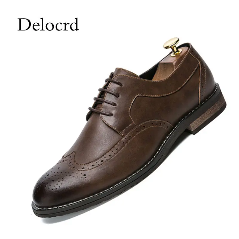 

Italian Designer Men Brogue Shoes Retro Fashion Quality Men Formal Dress Oxfords British Men Leather Shoes Delocrd