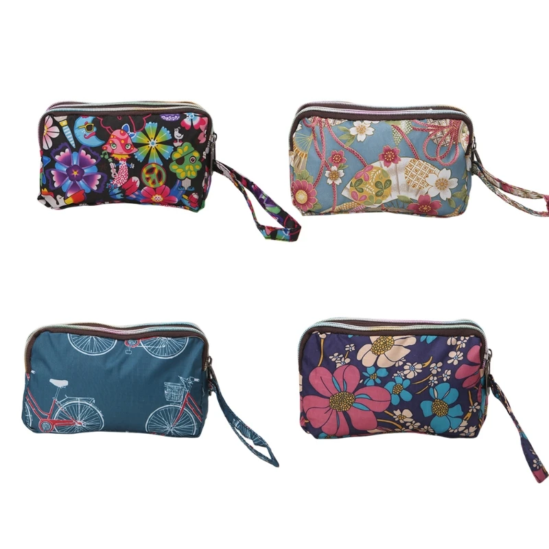 

3 Zipper Women Purse Wristlet Bag Waterproof Cell Phone Pouch Handbag Wallet