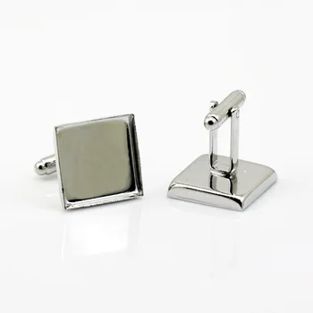 

16mm 18mm 20mm 25mm French Cufflinks Square Deep Wall Bezel tray Cups Cabochons Base Cuff Links Jewelry Settings DIY Findings
