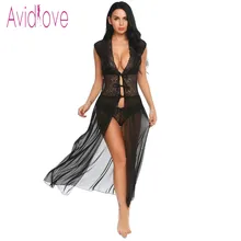 

Avidlove Sexy Lingerie Babydoll Dress Erotic Long Night Gown Women Transparent Lace Nightwear Sheer Mesh Sleepwear With Briefs