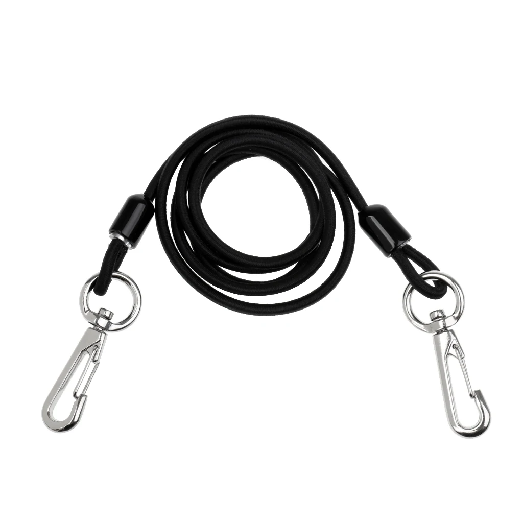 Kayak Canoe Small Boat Elastic Plastic Fishing Rod Paddle Leash Accessories Black 100cm Length