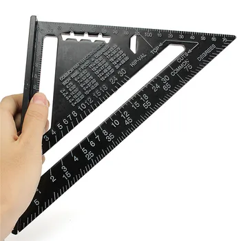 

ALLSOME 7" Black Metric Triangle Square Ruler Aluminum Alloy Speed Square Protractor Miter For Carpenter Measurement Tool HT1429