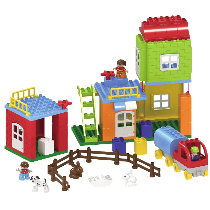 

Legoingly Duploed Happy Farm Animal and Figure 96PCS Big Size Diy Building Blocks Brick Baby Gifts Compatible with Toys for Kids
