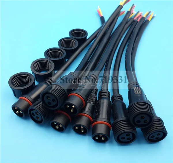 

5Pairs Black IP65 Waterproof 3Pin 18AWG Wire LED Cable Connectors
