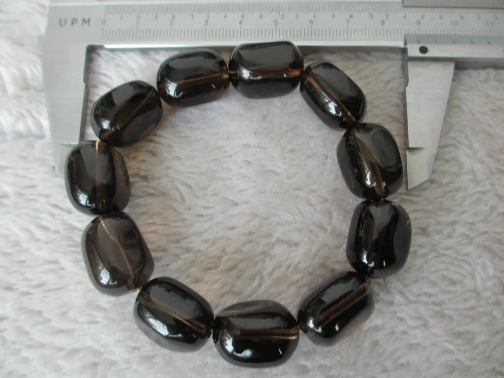 

432 15mm NATURAL SMOKY Quartz Crystal BEADS BRACELET HEALING