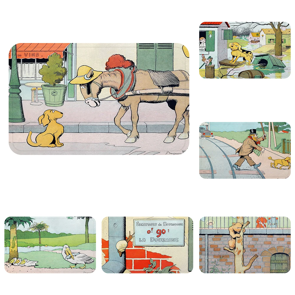 

Horse and Dog Comics Cool Mat Bath Carpet Decorative Anti-Slip Mats Room Car Floor Bar Rugs Door Home Decor Gift