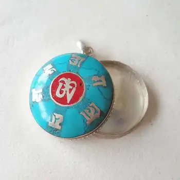 

TGB237 Tibetan Mantras Prayer Box Amulet Six Words OM MANI PAD ME HUM