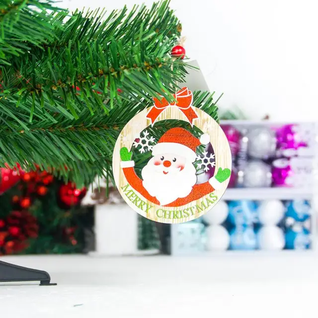 Merry Christmas Craft DIY Wooden Pendants Ornaments Xmas Tree Ornament For Home Decor Christmas Party Decorations Kids Gift