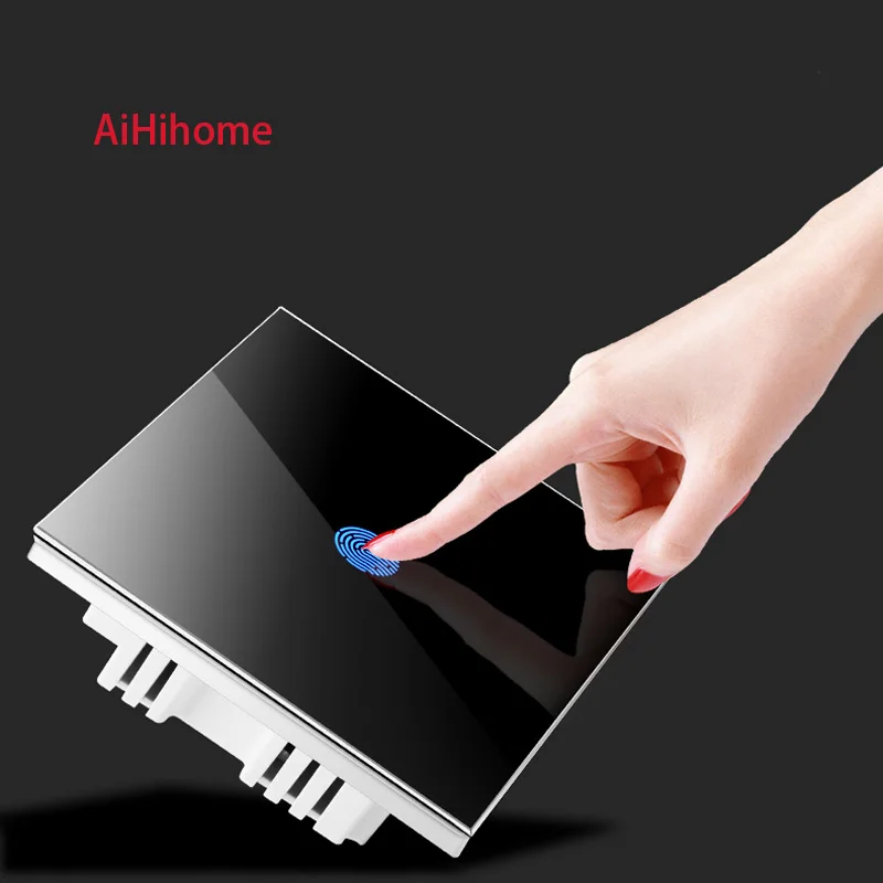 New design 86 type Tempered Glass Face Touch Control Wall Switch with One Gang one way Light black  Обустройство | Switches -32822739541