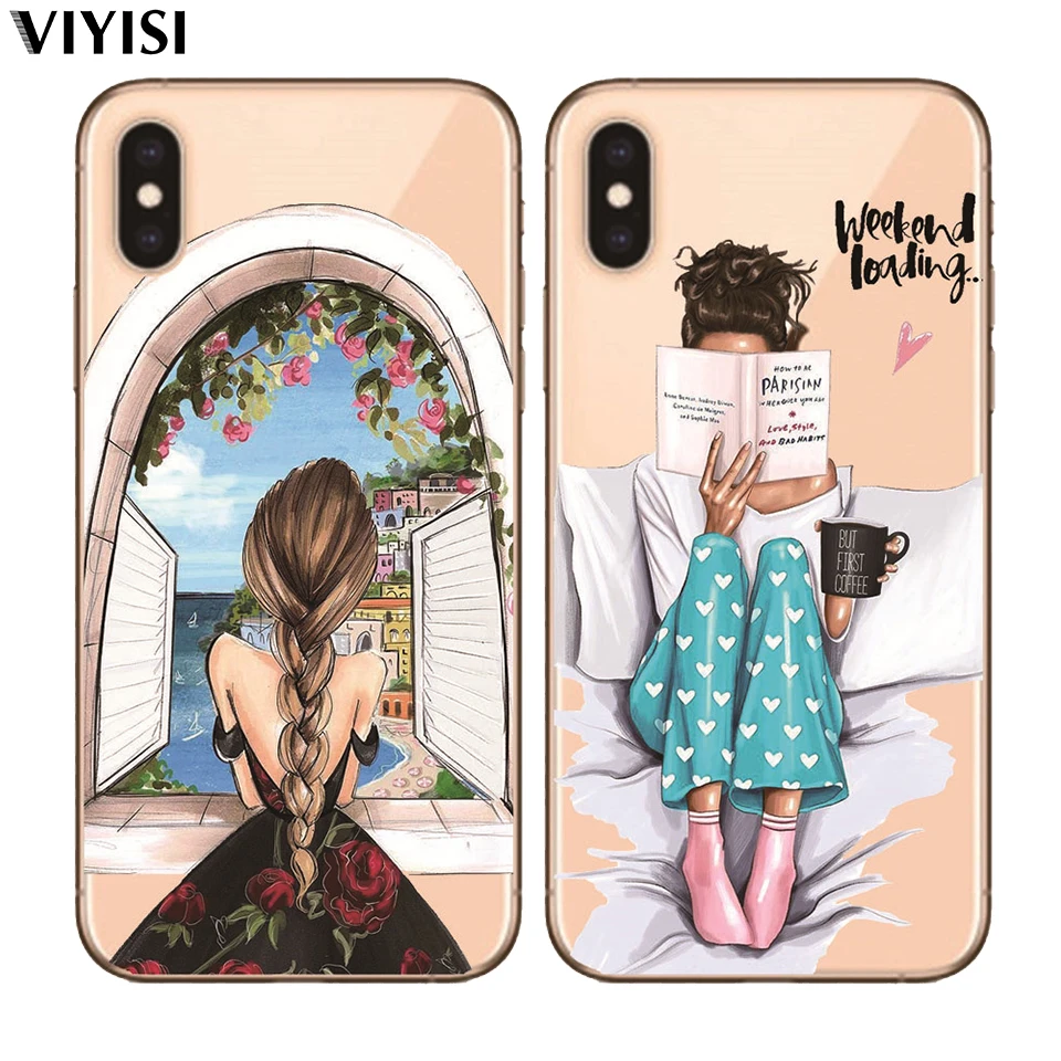 

For Apple iphone X iPhone 7 Case 5 5S 6 6S 8 Plus XS Max XR Etui Fundas Coque Weekend Christmas Queen Princess Girl Phone Case